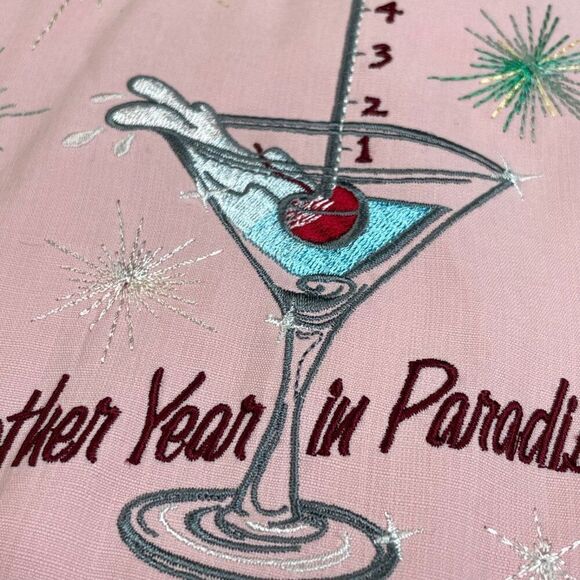 Tommy Bahama Silk Embroidered Another Year Button Up Shirt Pink - Picture 6 of 7